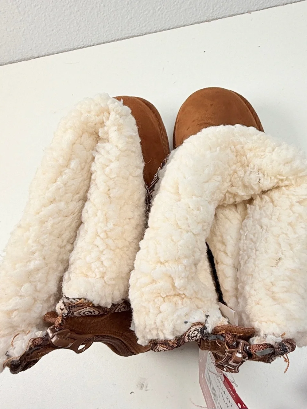 MUK LUKS Essentials Platform Ankle Boots Chestnut Faux Fur Fold Over Womens 8